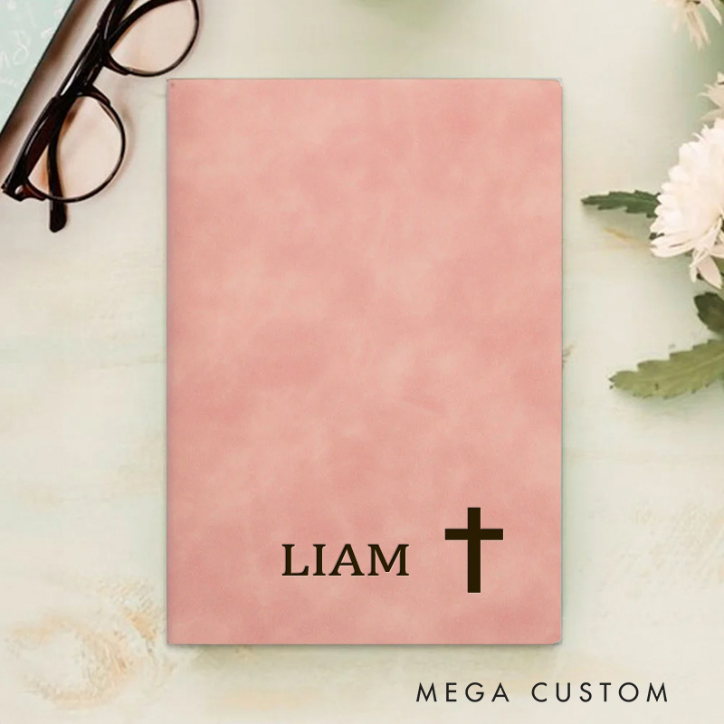 Personalized Cross Prayer Journal Leather A5 Notebook with Name Religious Bible Verse Journal Religious Gift for Priest Christian Gift Graduation Gift