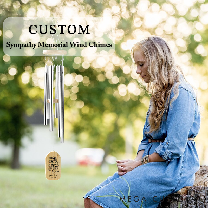 Personalized Memorial Wind Chimes Remembrance Wind Chimes In Memory of a Loved One Sympathy Gifts Large Deep Tone Bereavement Wind Chimes for Outdoors