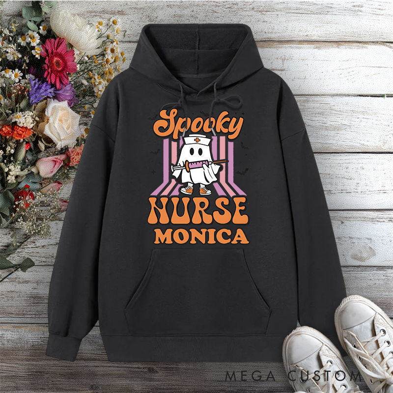 Personalized Hoodies for Nurse Spooky Nurse Design Hoodies