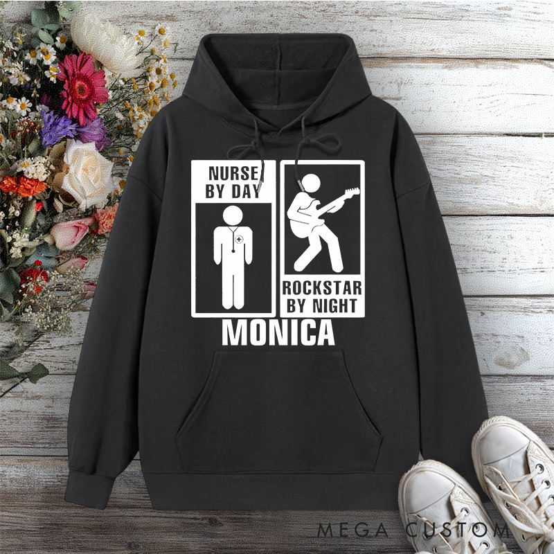 Personalized Hoodies for Nurse Nurse by Day Rockstar by Night Design Hoodies