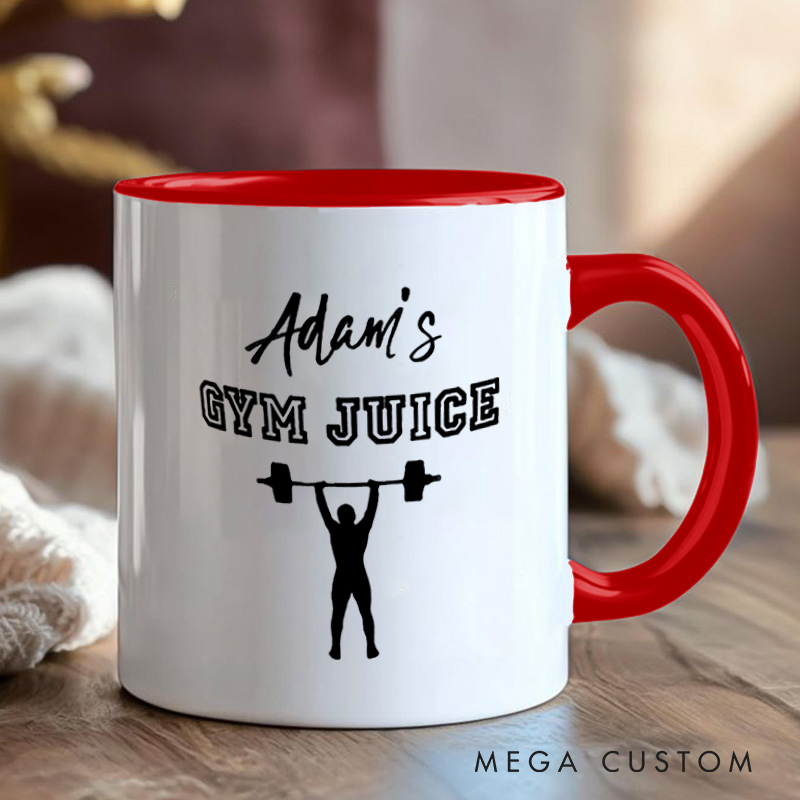 Personalized Fitness Mug with Gym Juice Weightlifting Graphic Gift Motivational Coffee Cup for Fitness Enthusiasts Bodybuilders and Gym Lovers