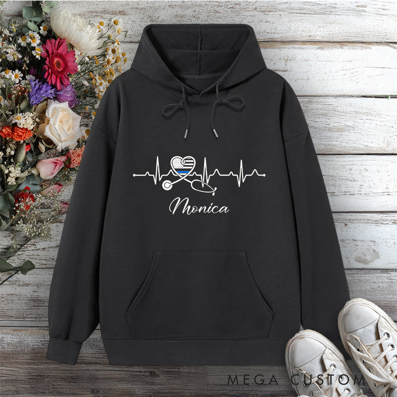 Personalized Hoodies for Nurse Heartbeat of Care Design Hoodies International Nurse Day Gift