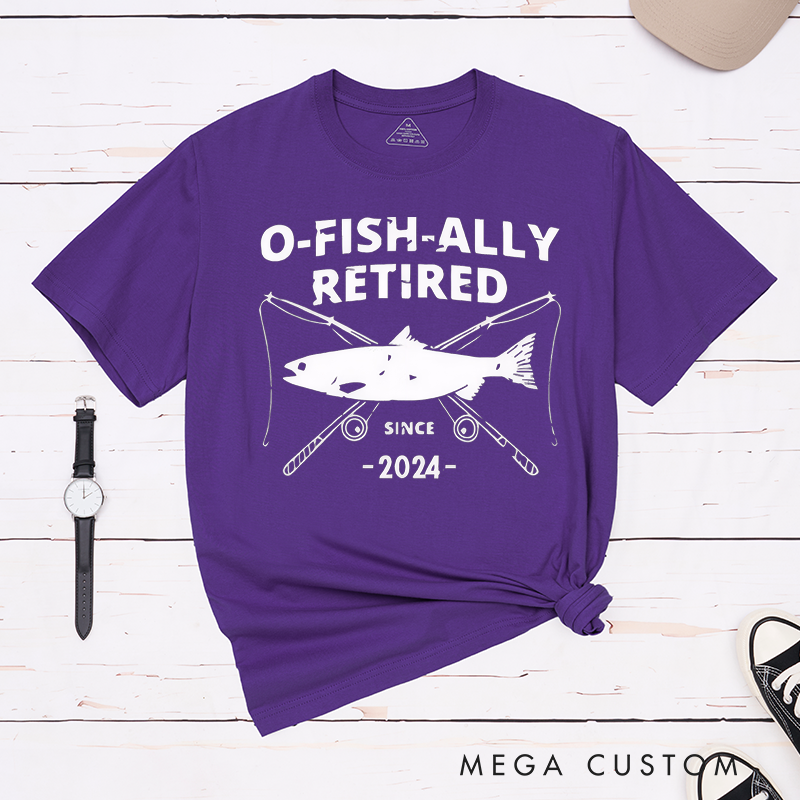 Personalized O-Fish-Ally Retired T-Shirt Fun Retirement Gift for Fishing Lovers