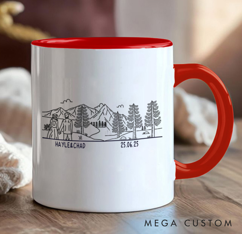 Personalized Mountain Couple Mug Camping Adventurers Hiking Mug Gift for Travel Outdoors Lovers