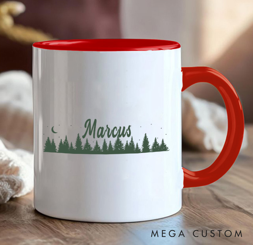 Personalized Campfire Forest Coffee Mug Camping Hiking Mug Gift for Travel Outdoors Lovers