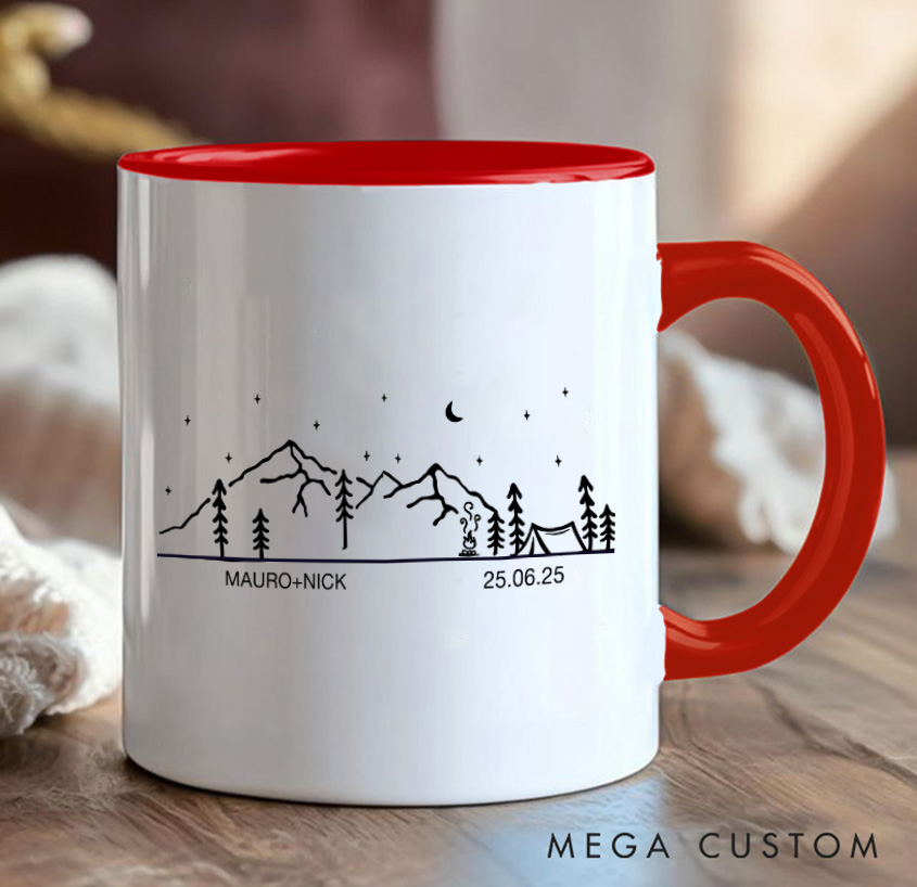 Personalized Camp Campfire Forest Mug Camping Hiking Mug Gift for Travel Outdoors Lovers
