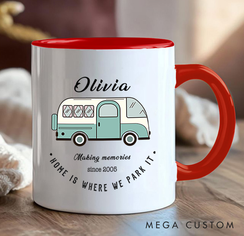 Personalized Camper Van Mug Mountain Adventurers Camping Hiking Mug Gift for Travel Outdoors Lovers