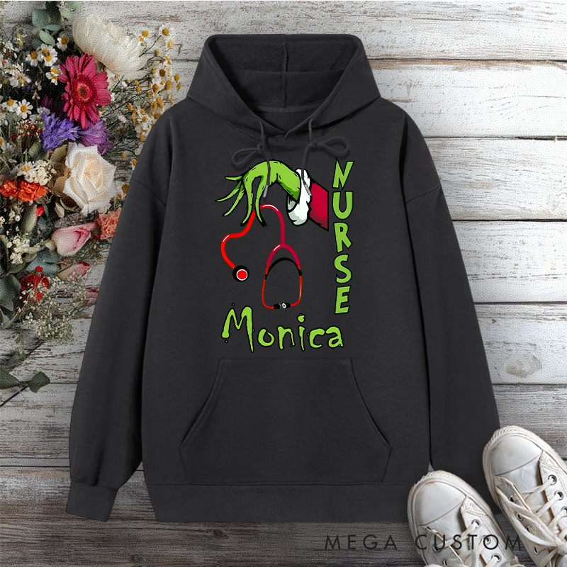 Personalized Hoodies for Nurse Grinch Nurse Holiday Care Design Hoodies International Nurse Day Gift
