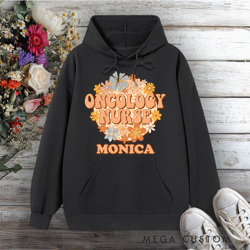 Personalized Hoodies for Nurse Oncology Nurse Compassion in Bloom Design Hoodies International Nurse Day Gift