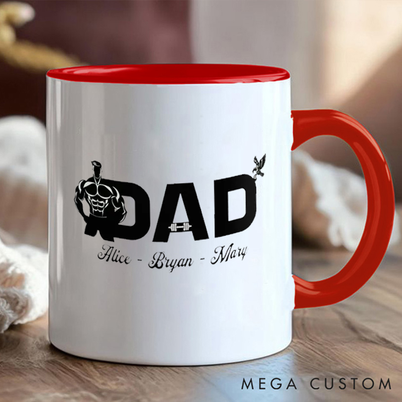 Personalized Dad Fitness Coffee Mug with Gym Loving Dads Gift Motivational Coffee Cup for Fitness Enthusiasts Bodybuilders and Gym Lovers