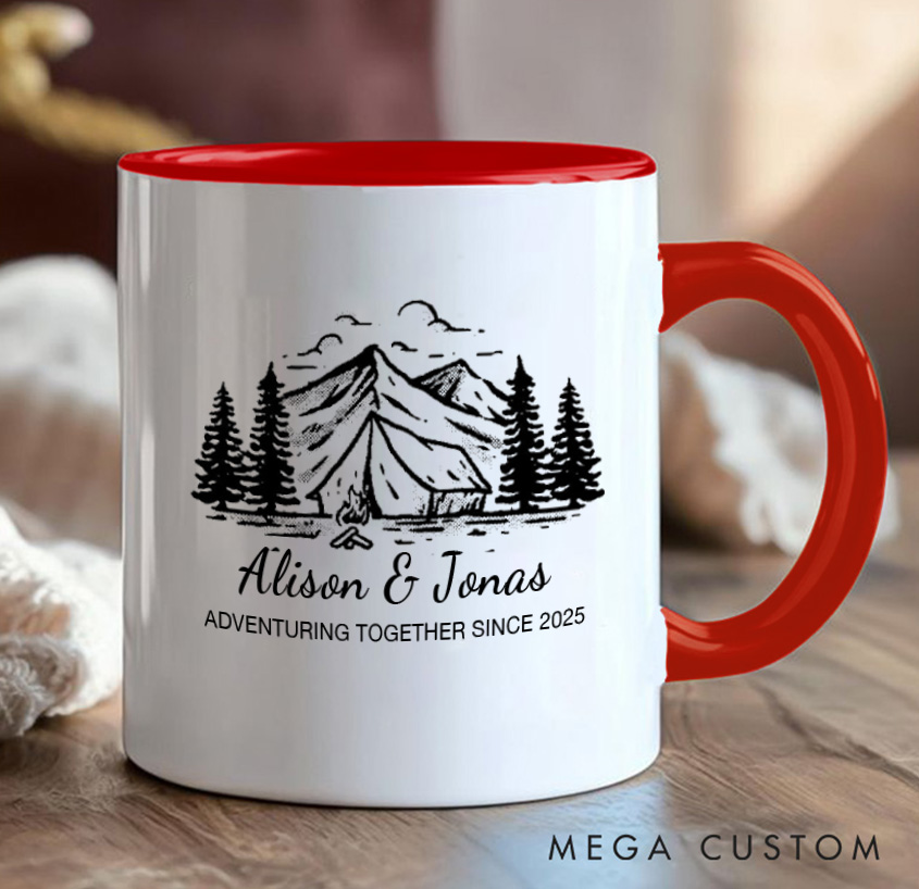 Personalized Adventuring Together Mug Camping Hiking Couple Mug Gift for Outdoors Nature Lovers