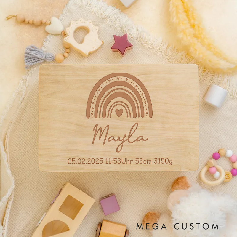 Personalized Baby Keepsake Box Rainbow Christening Gift Baby Announcement Gift