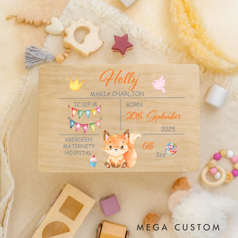 Personalised Baby Girl or Boy Birth Stats Memory Keepsake Box Baby Shower Gift