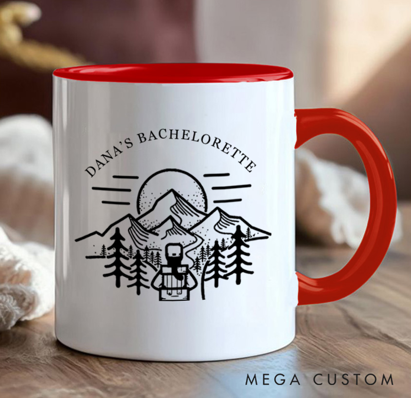 Personalized Hiking Bachelorette Trip Mug Camping Mountain Couple Mug Gift for Outdoors Nature Lovers