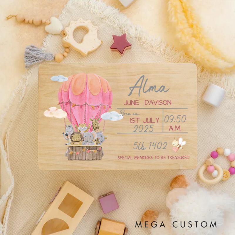 Personalised Keepsake Box for Newborn Baby Baby Girl Name Weight Gift