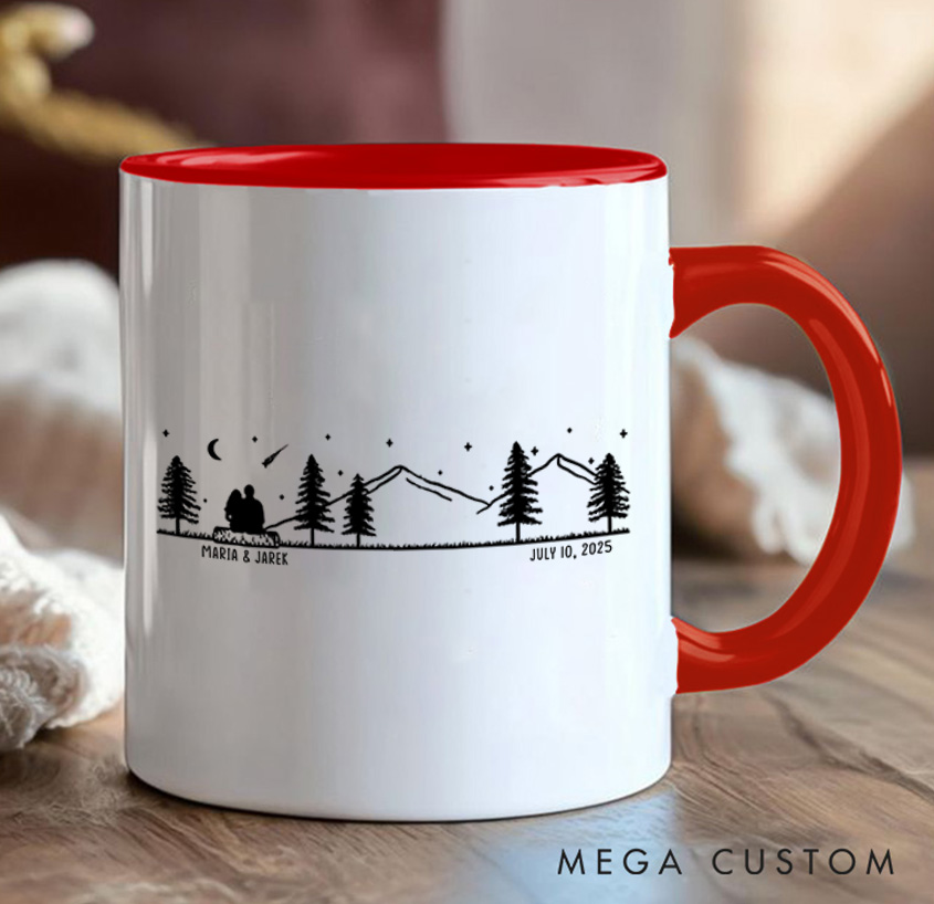 Personalized Couple Stargazing Camp Mug Mountain Hiking Mug Gift for Outdoors Nature Lovers