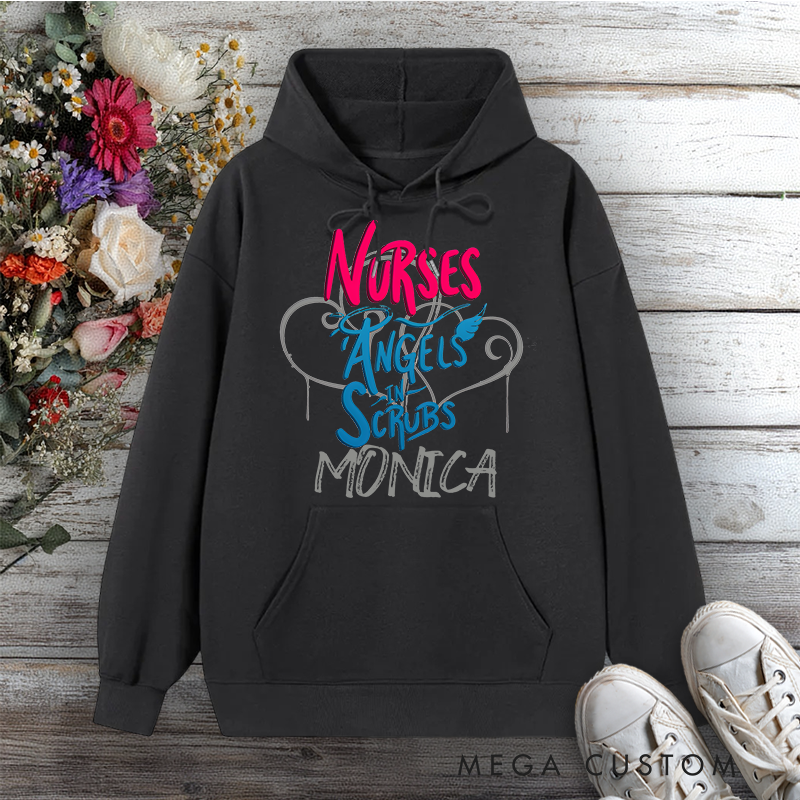 Personalized Hoodies for Nurse Angels in Scrubs Design Hoodies International Nurse Day Gift