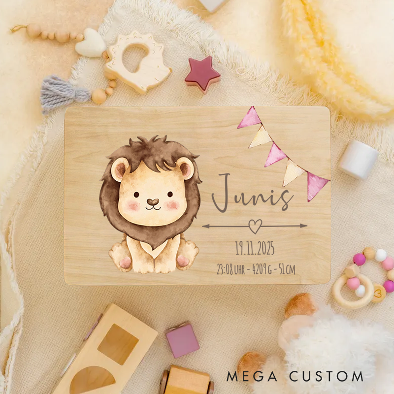 Personalized Baby Animal Memory Box Baptism Gift for Boys and Girls
