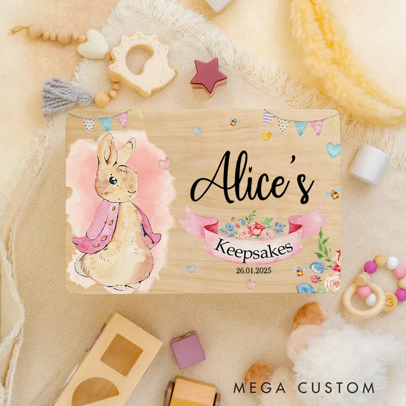 Personalised Wooden Keepsake Box Girl Baby Shower Gift Birthday Gift for Baby