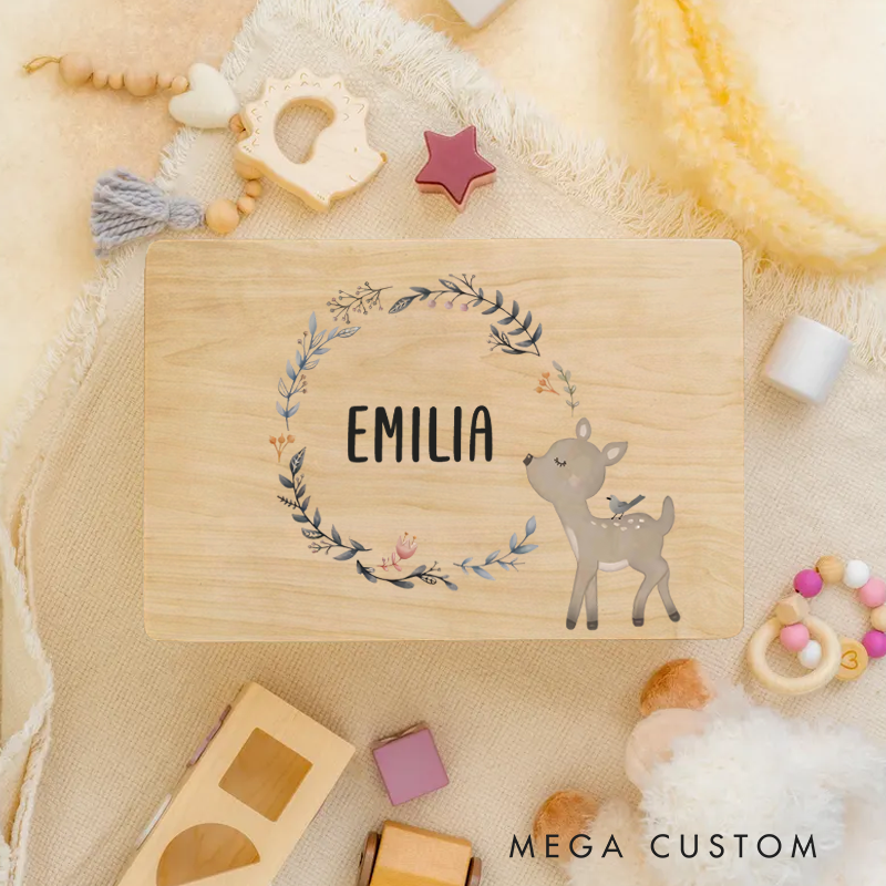 Personalized Memory Box Baby Fawn Christening Gift Gift for Birth Nursery Gift