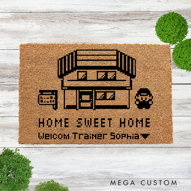 Personalized Home Sweet Home Anime Doormat Video Game Door Mat Welcome Mat for Gamers Anime Lovers 90s Japanese Style Housewarming Gifts