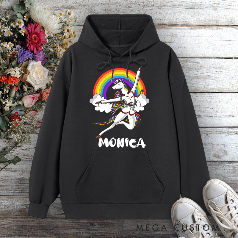 Personalized Hoodies for Nurse Magical Nurse Unicorn Design Hoodies International Nurse Day Gift