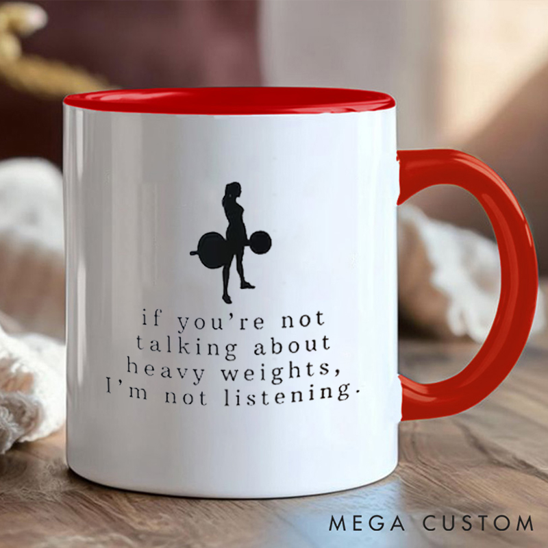 Personalized Heavy Weights Coffee Cup Mug with Funny Gym Quote for Fitness Enthusiasts Bodybuilders and Gym Lovers