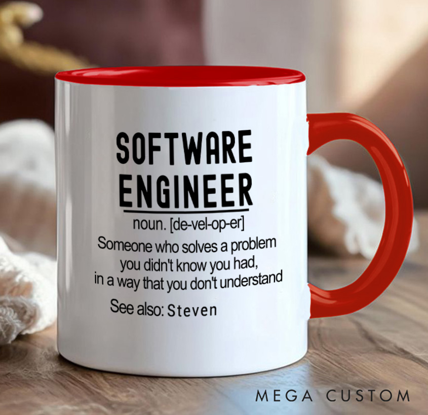 Personalized Humorous Definition Software Engineers Mug Programmer Technology Computer Enthusiasts Gift for IT Geek Nerd Lovers