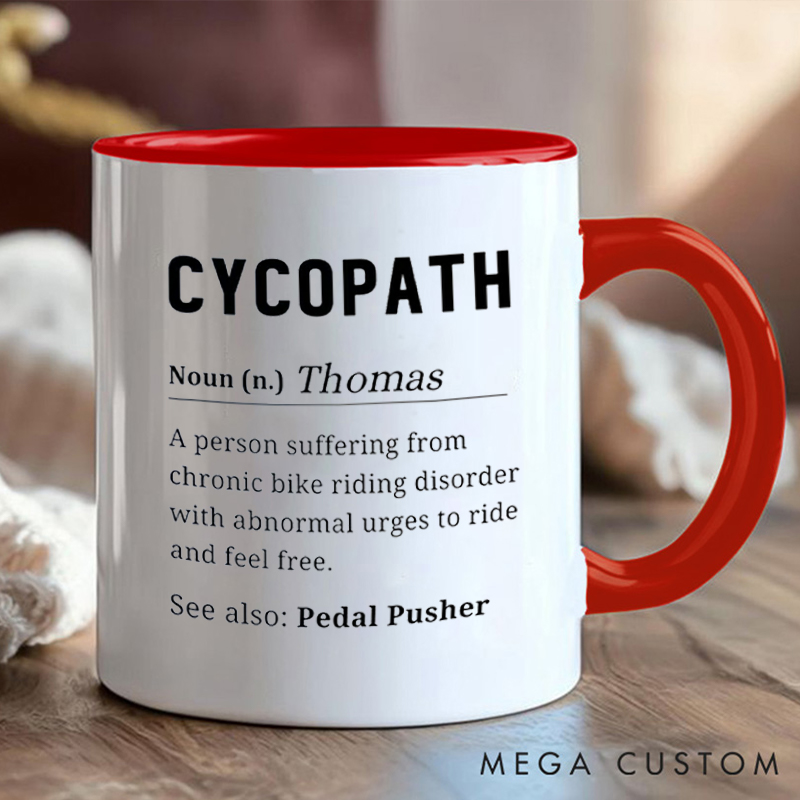 Personalized Cycopath Coffee Cup Mug with Funny Cycling Definition for Outdoor Adventures Riding Cycling Biking Enthusiasts