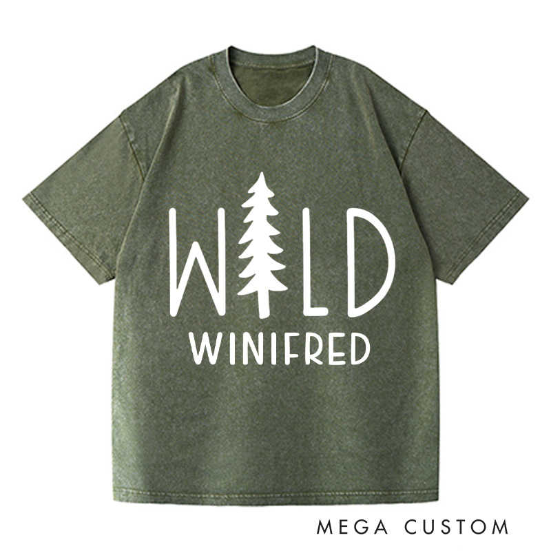 Personalized Wild Washed T-Shirts Traveler Tee Stay Wild Shirt Customized Name Shirt Tee Pine Shirt Gift For Nature Lover