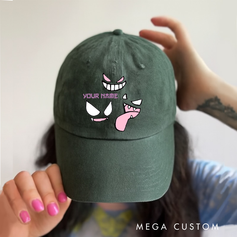 Personalized Gamer Ghost Type Unisex Cap Video Game Hat Baseball Hat Trucker Hat for Gamers Anime Lovers 90s Japanese Style