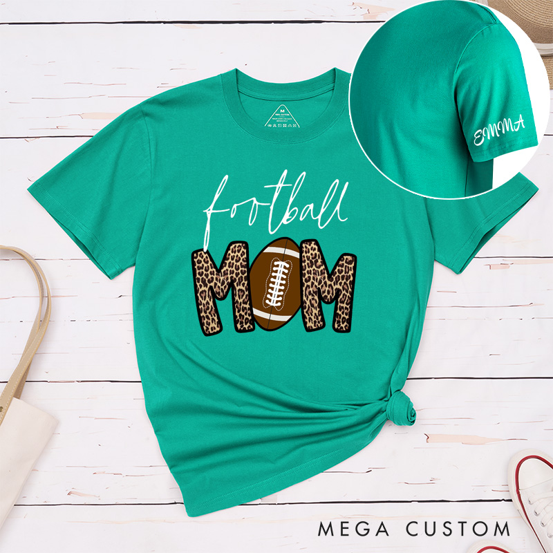 Personalized American Football Mom T-Shirts with Custom Name for Mother's Day