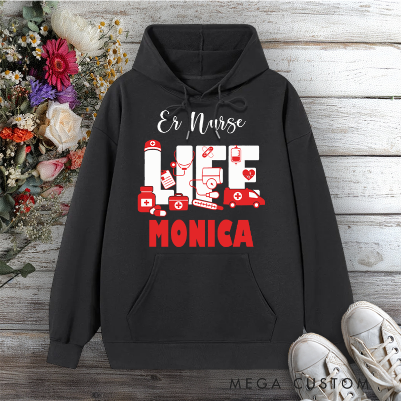 Personalized Hoodies for Nurse ER Nurse Life Design Hoodies International Nurse Day Gift