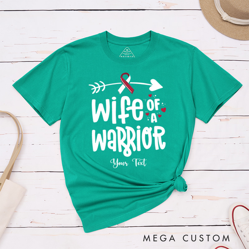 Personalized Wife Of A Warrior Head Neck Cancer Awareness T-Shirt