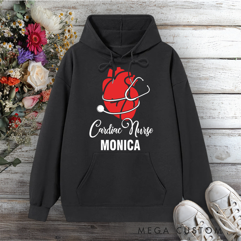 Personalized Hoodies for Nurse Cardiac Nurse Heart of Care Design Hoodies International Nurse Day Gift