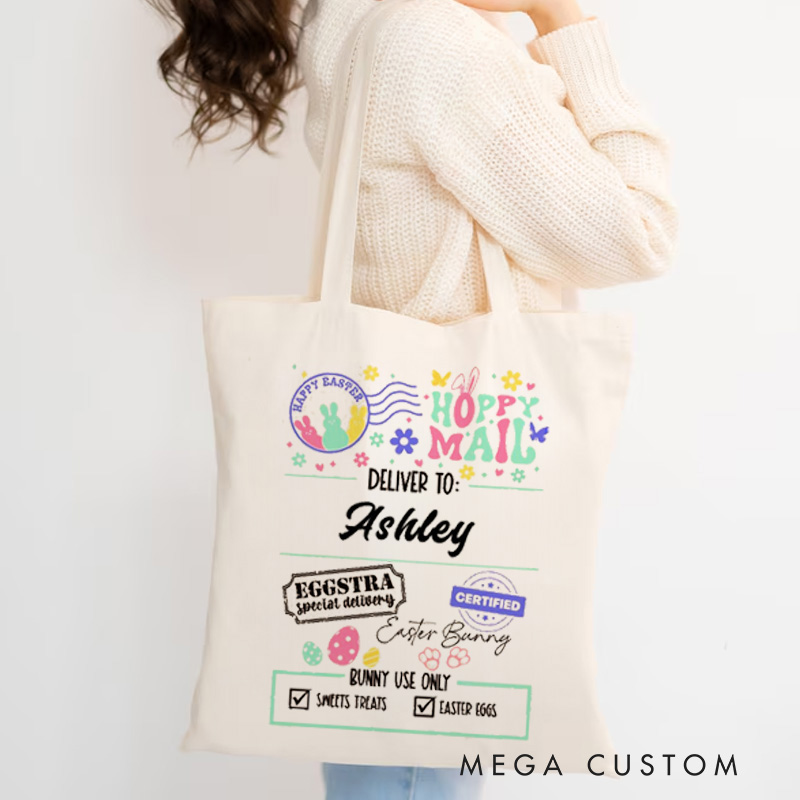 Personalized Easter Bunny with Bible Verse Tote Canvas Bag Christian Graduation and Easter Gift for Her Religious Christian Gifts 