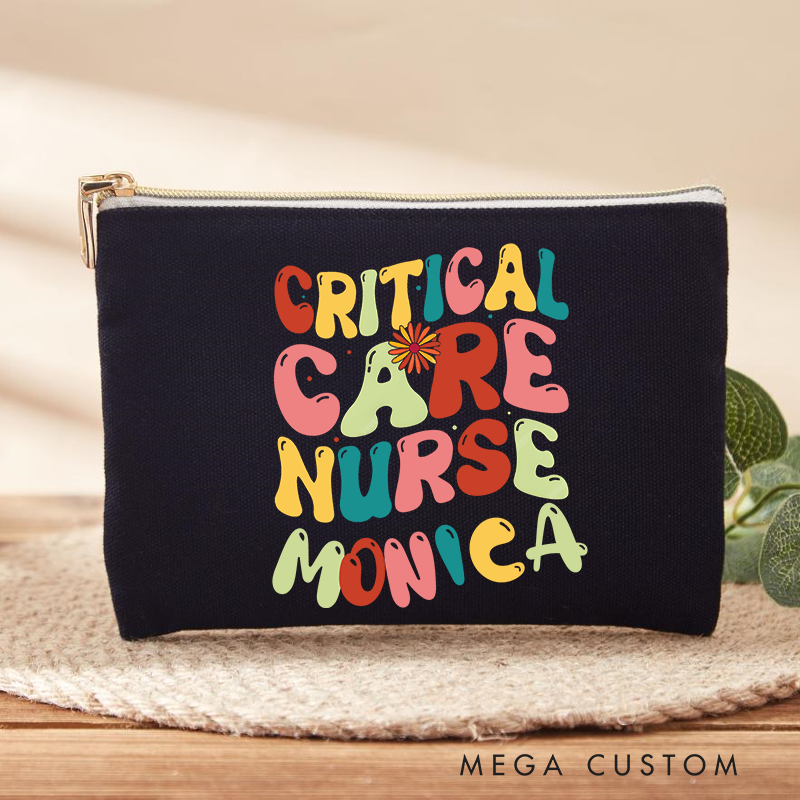 Personalized Makeup Bag for Nurse Critical Care Nurse Design Fashion Cosmetic Bag Gift
