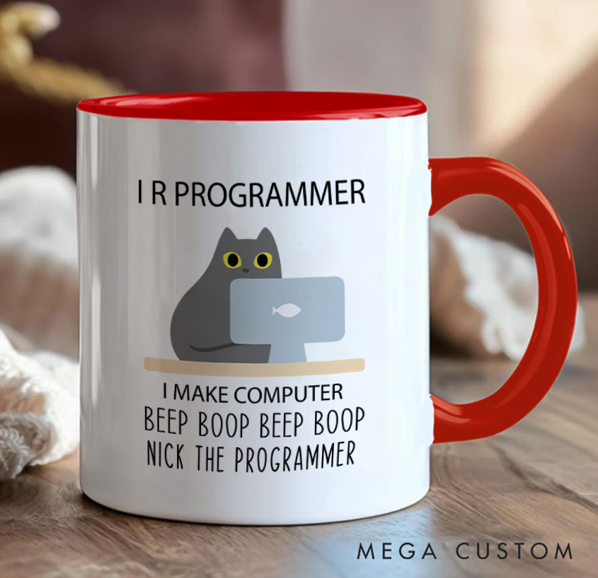 Personalized Programmer Cat Mug A Fun Take On Coding Life Mug Technology Computer Coffee Cup Gift for Geek Nerd Lovers
