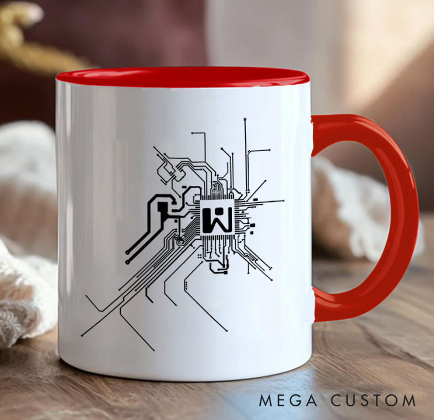 Personalized Digital Circuitry Mug Technology Computer Enthusiasts Coffee Cup Gift for Geek Nerd Lovers