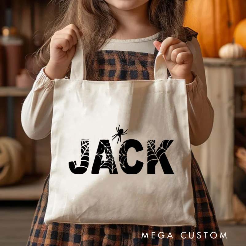 Personalized Halloween Bag with Name Canvas Tote Bag Halloween Bag Halloween Gift