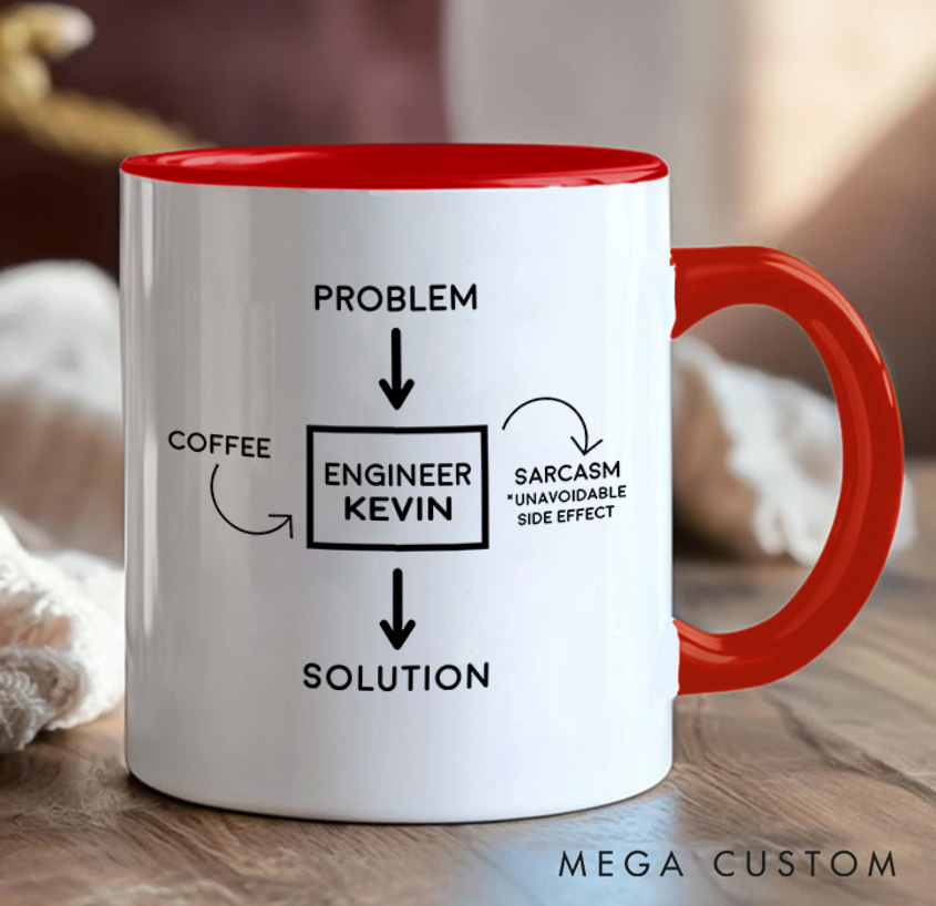 Personalized Engineer Workflow Diagram Mug Programmer Technology Computer Coffee Cup Gift for Geek Nerd Lovers