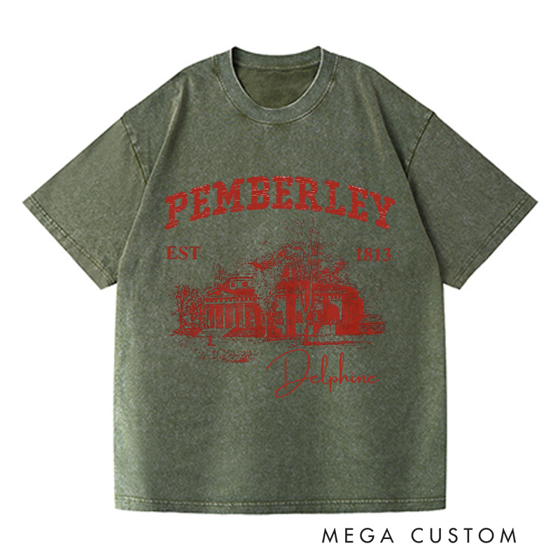 Personalized Pemberley Light Academia Washed T-Shirts Literature Literary Book Shirt Librarian Tee Book Lover Shirt Bookish Reading Bibliophile Gift