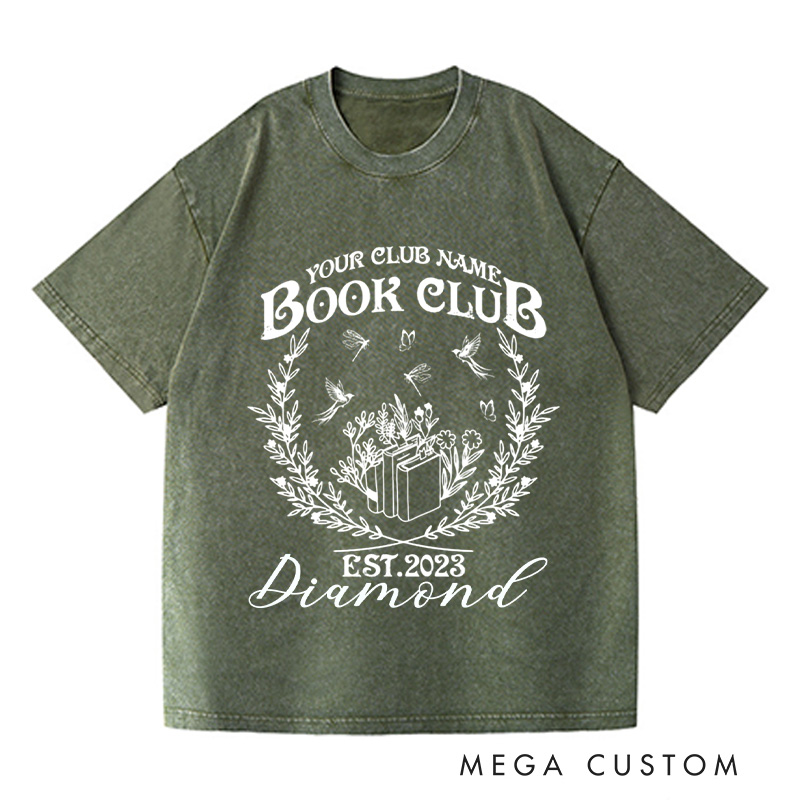 Personalized Book Club Washed T-Shirts Since Reading Club Shirt Bookish Gift Book Lover Gift Book Lover Shirt Name Book Club Tee Book Gift