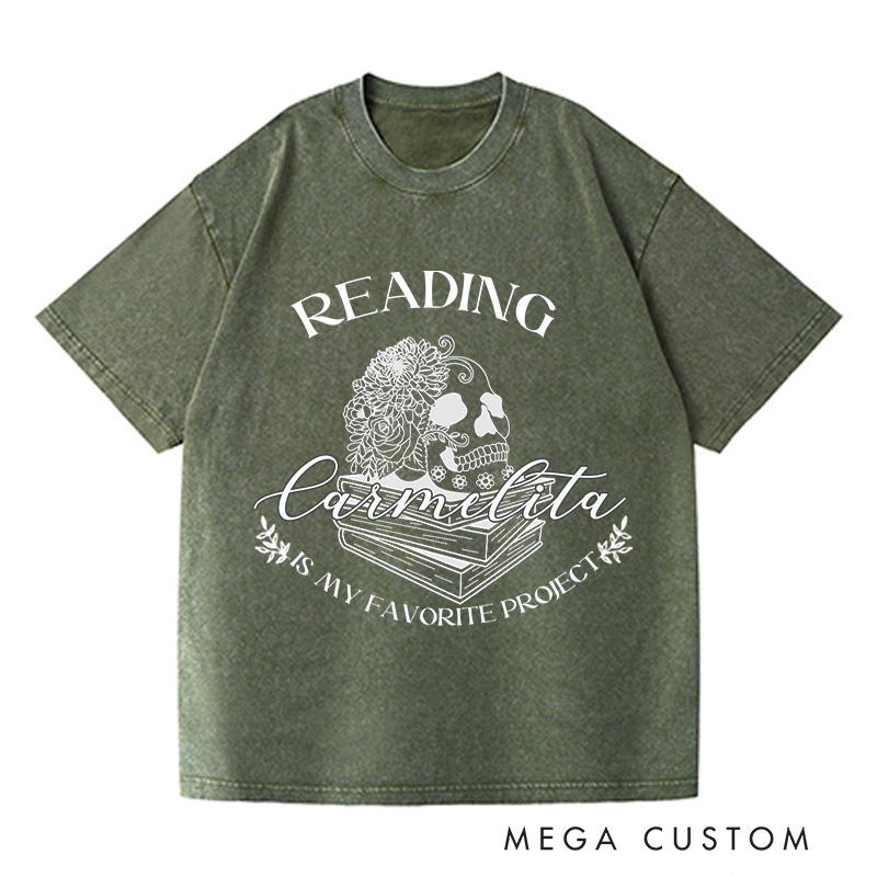 Personalized Reading Is My Favorite Project Washed T-Shirts Dark Romance Reader Book Club Tshirt Book Lover Shirt Reading Shirt Bookish Reading Tee