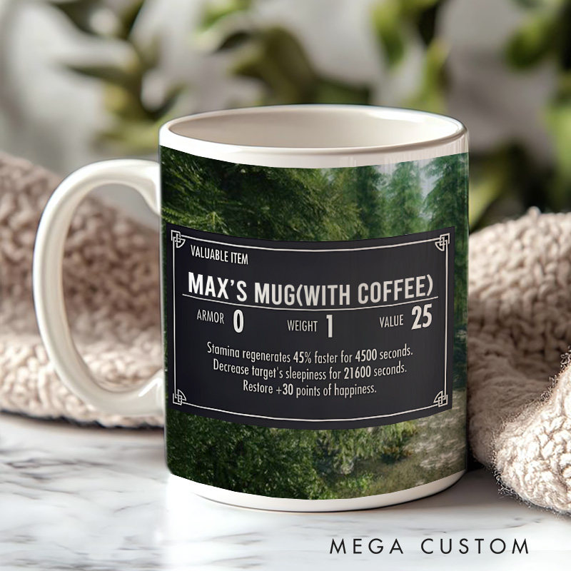 Personalized Scrolls Inspired Mug Video Game Coffee Mug Geek Gaming Nerd Mug