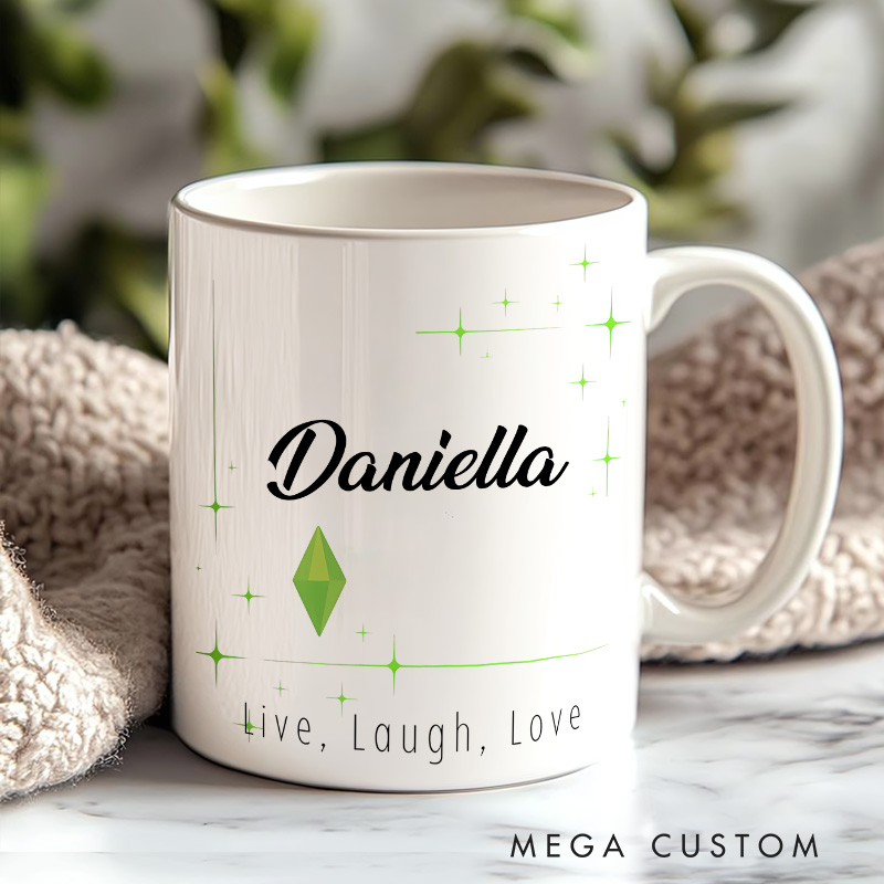 Personalized Live Laugh Love Mug Video Game Simmers Coffee Mug Geek Gaming Nerd Mug