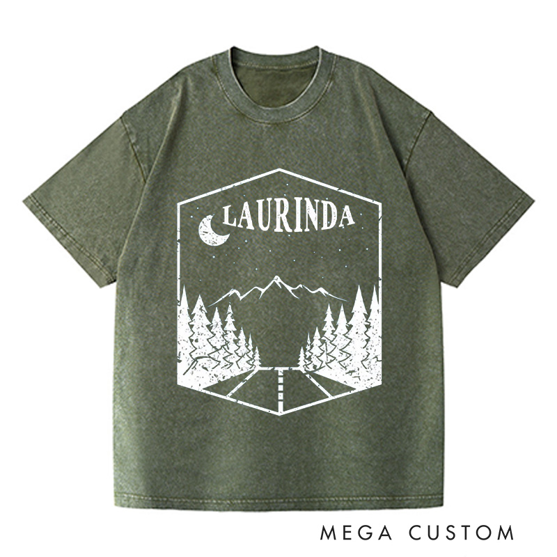Personalized Nature Washed T-Shirts Mountains Trip Shirt with Name Nature Tee Shirt Gift For Traveler Gift Trip Lover Gift