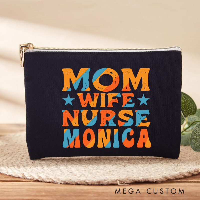 Personalized Makeup Bag for Nurse Mom Wife Nurse Design Fashion Cosmetic Bag Gift