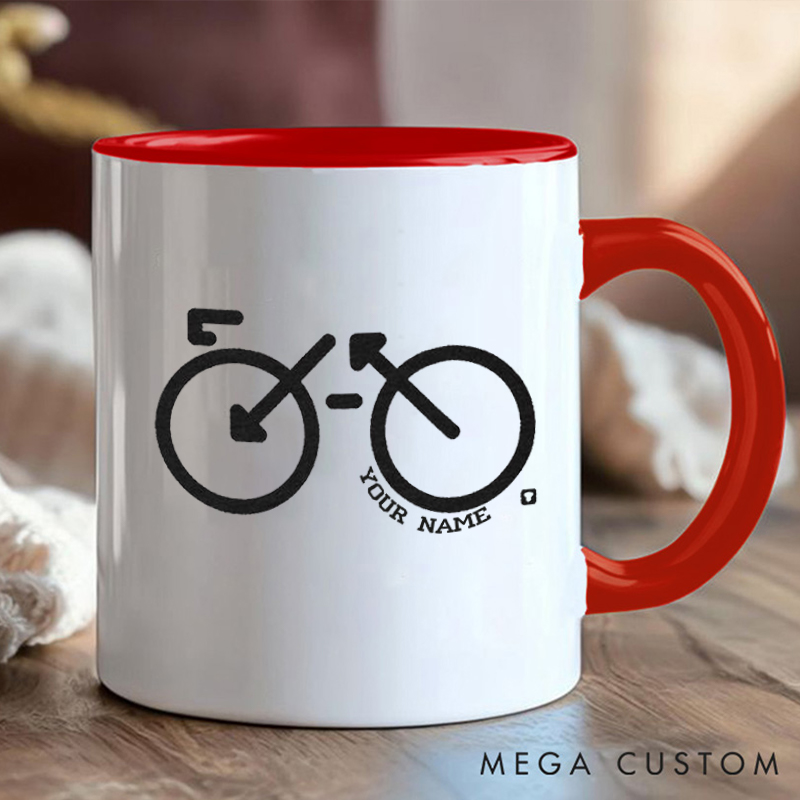 Personalized Minimalist Bicycle Mug with Name and Simple Bike Design for Outdoor Adventures Riding Cycling Biking Enthusiasts