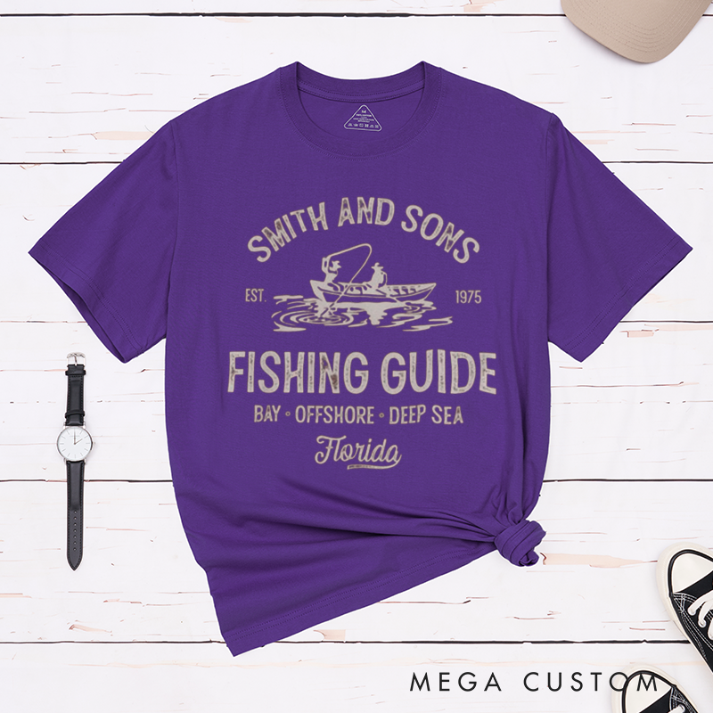 Personalized Fishing Guide Offshore Bay and Deep-Sea Adventures T-Shirt for Fishing Lover